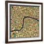 London Map-Jazzberry Blue-Framed Art Print