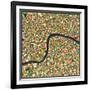 London Map-Jazzberry Blue-Framed Art Print