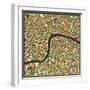 London Map-Jazzberry Blue-Framed Premium Giclee Print