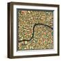 London Map-Jazzberry Blue-Framed Art Print