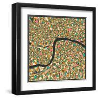 London Map-Jazzberry Blue-Framed Art Print