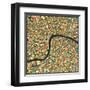 London Map-Jazzberry Blue-Framed Art Print