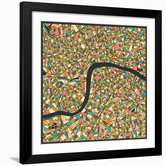 London Map-Jazzberry Blue-Framed Art Print