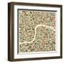 London Map-Jazzberry Blue-Framed Art Print