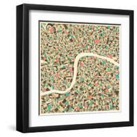 London Map-Jazzberry Blue-Framed Art Print