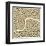 London Map-Jazzberry Blue-Framed Art Print