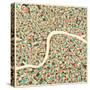 London Map-Jazzberry Blue-Stretched Canvas