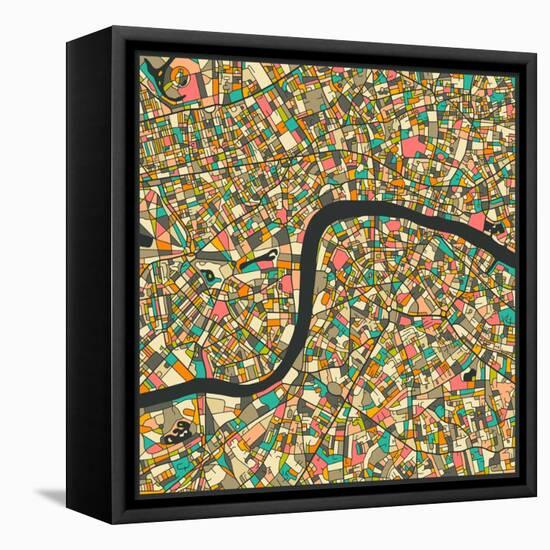 London Map-Jazzberry Blue-Framed Stretched Canvas