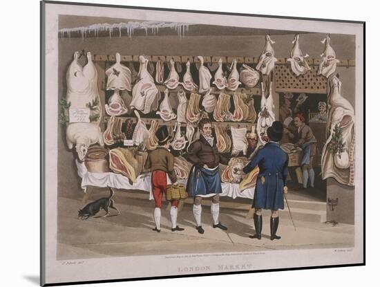 London Market, a Butchers Shop, 1822-Matthew Dubourg-Mounted Giclee Print