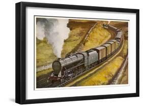 London Midland and Scottish Railway Goods Train Hauled by a 4-6-0 "Patriot" Locomotive-null-Framed Art Print