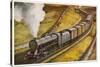 London Midland and Scottish Railway Goods Train Hauled by a 4-6-0 "Patriot" Locomotive-null-Stretched Canvas