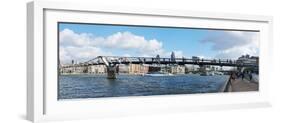 London Millennium Footbridge crossing the Thames River with a cathedral in the background, St. P...-null-Framed Photographic Print