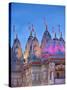 London, Neasden, Shri Swaminarayan Mandir Temple Illuminated for Hindu Festival of Diwali, England-Jane Sweeney-Stretched Canvas