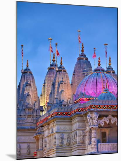 London, Neasden, Shri Swaminarayan Mandir Temple Illuminated for Hindu Festival of Diwali, England-Jane Sweeney-Mounted Photographic Print