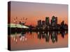 London, Newham, O2 Arena and Canary Wharf Buildings Reflecting in Royal Victoria Docks, England-Jane Sweeney-Stretched Canvas