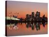 London, Newham, O2 Arena and Canary Wharf Buildings Reflecting in Royal Victoria Docks, England-Jane Sweeney-Stretched Canvas