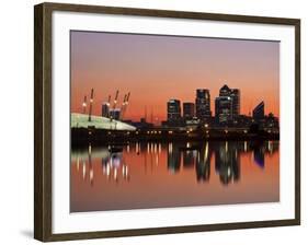 London, Newham, O2 Arena and Canary Wharf Buildings Reflecting in Royal Victoria Docks, England-Jane Sweeney-Framed Photographic Print