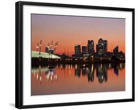 London, Newham, O2 Arena and Canary Wharf Buildings Reflecting in Royal Victoria Docks, England-Jane Sweeney-Framed Photographic Print