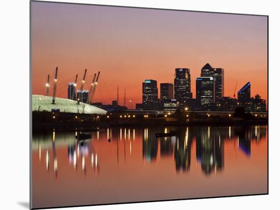 London, Newham, O2 Arena and Canary Wharf Buildings Reflecting in Royal Victoria Docks, England-Jane Sweeney-Mounted Photographic Print