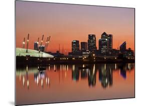 London, Newham, O2 Arena and Canary Wharf Buildings Reflecting in Royal Victoria Docks, England-Jane Sweeney-Mounted Photographic Print