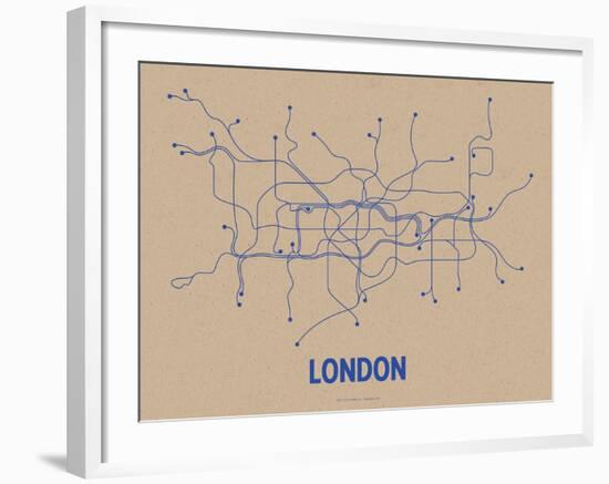 London (Oatmeal & Blue)-LinePosters-Framed Serigraph