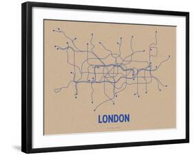 London (Oatmeal & Blue)-LinePosters-Framed Serigraph