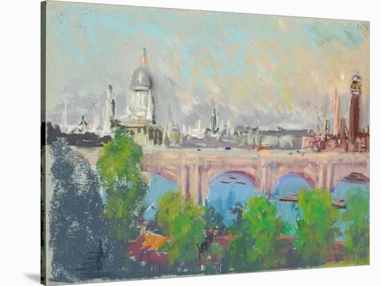 London over Waterloo Bridge-Joseph Pennell-Stretched Canvas