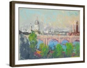 London over Waterloo Bridge-Joseph Pennell-Framed Giclee Print