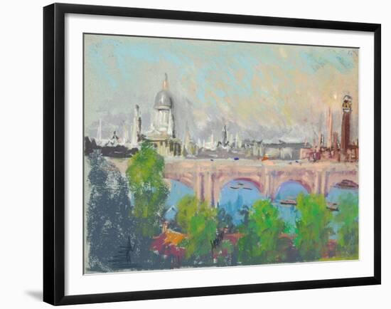 London over Waterloo Bridge-Joseph Pennell-Framed Giclee Print