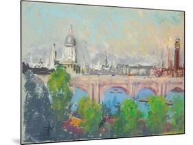 London over Waterloo Bridge-Joseph Pennell-Mounted Giclee Print