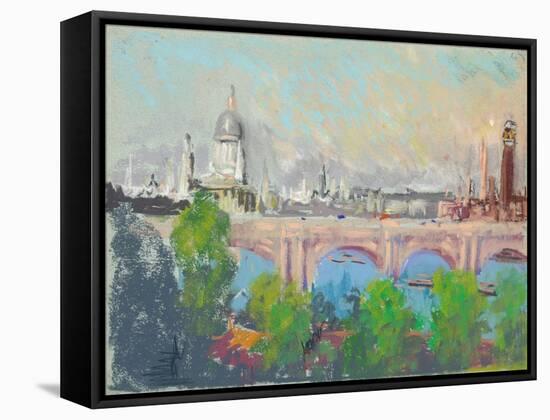 London over Waterloo Bridge-Joseph Pennell-Framed Stretched Canvas