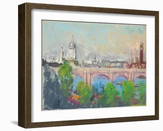 London over Waterloo Bridge-Joseph Pennell-Framed Giclee Print