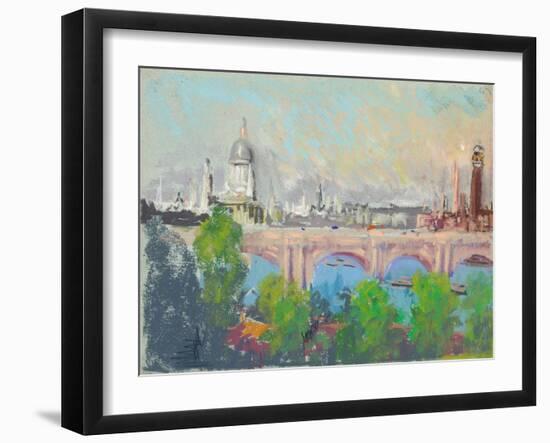 London over Waterloo Bridge-Joseph Pennell-Framed Giclee Print