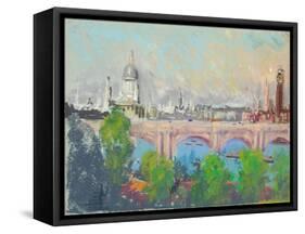 London over Waterloo Bridge-Joseph Pennell-Framed Stretched Canvas