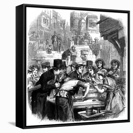 London Oyster Stall 1861-null-Framed Stretched Canvas