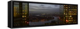 London Panorama from Citigroup Tower at Dusk with Lights in Windows Towards the River Thames-Richard Bryant-Framed Stretched Canvas