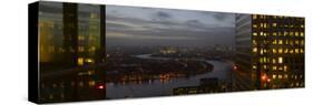 London Panorama from Citigroup Tower at Dusk with Lights in Windows Towards the River Thames-Richard Bryant-Stretched Canvas