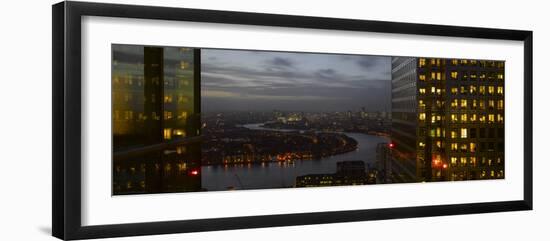London Panorama from Citigroup Tower at Dusk with Lights in Windows Towards the River Thames-Richard Bryant-Framed Photographic Print