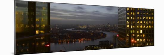 London Panorama from Citigroup Tower at Dusk with Lights in Windows Towards the River Thames-Richard Bryant-Mounted Photographic Print