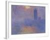 London Parliament in the Fog, c.1904-Claude Monet-Framed Giclee Print