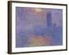 London Parliament in the Fog, c.1904-Claude Monet-Framed Giclee Print