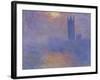 London Parliament in the Fog, c.1904-Claude Monet-Framed Giclee Print