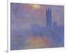 London Parliament in the Fog, c.1904-Claude Monet-Framed Giclee Print