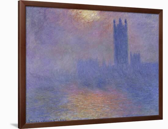 London Parliament in the Fog, c.1904-Claude Monet-Framed Giclee Print