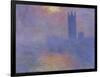 London Parliament in the Fog, c.1904-Claude Monet-Framed Giclee Print