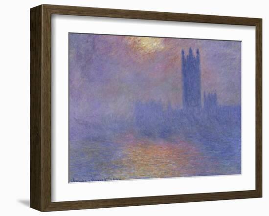 London Parliament in the Fog, c.1904-Claude Monet-Framed Giclee Print