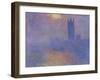 London Parliament in the Fog, c.1904-Claude Monet-Framed Giclee Print