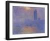 London Parliament in the Fog, c.1904-Claude Monet-Framed Giclee Print