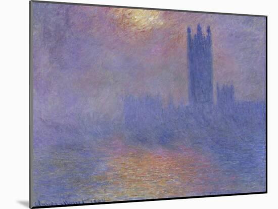 London Parliament in the Fog, c.1904-Claude Monet-Mounted Giclee Print