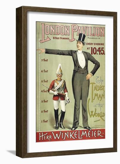 London Pavillion, Piccadilly, 1887. the Tallest Man in the World. Herr Winkelmeier-Henry Evanion-Framed Giclee Print